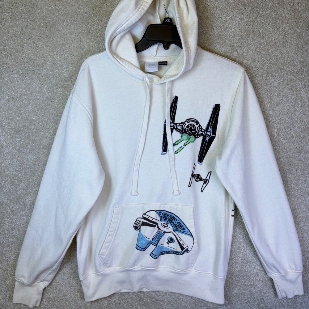 Disney Star Wars Hoodie Adult Small 100th Anniversary Graphic Embroidered Fleece